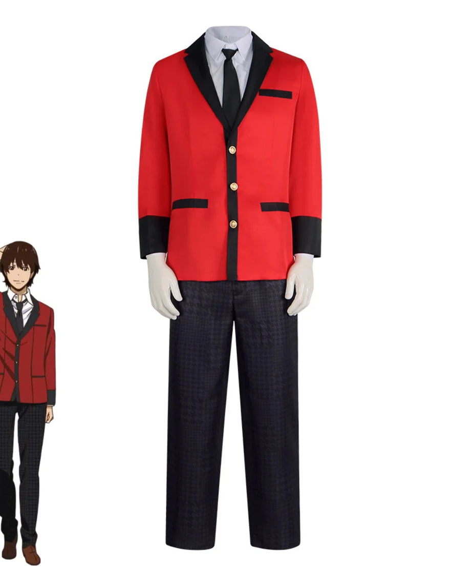 Kakegurui Ryota Suzui Cosplay Costume – Red JK Uniform with Wig for Men
