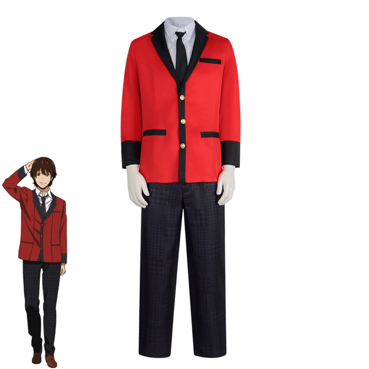 Kakegurui Ryota Suzui Cosplay Costume – Red JK Uniform with Wig for Men
