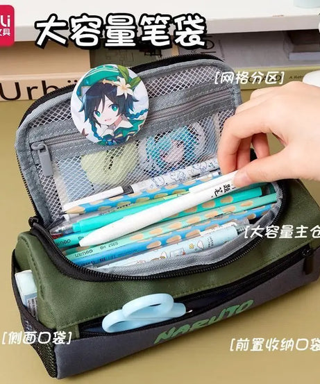 Naruto anime creative canvas stationery case student pencil case personalized children's large capacity pencil case gift