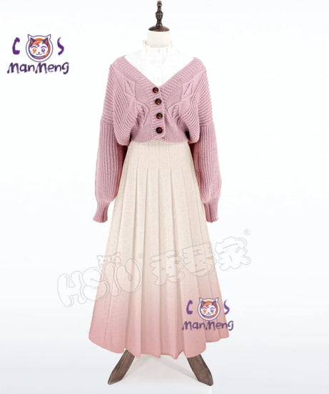 Waguri Kaoruko Cosplay Costume The Fragrant Flower Blooms With Dignity Sweater coat dress set Christmas girl sweet warm uniform