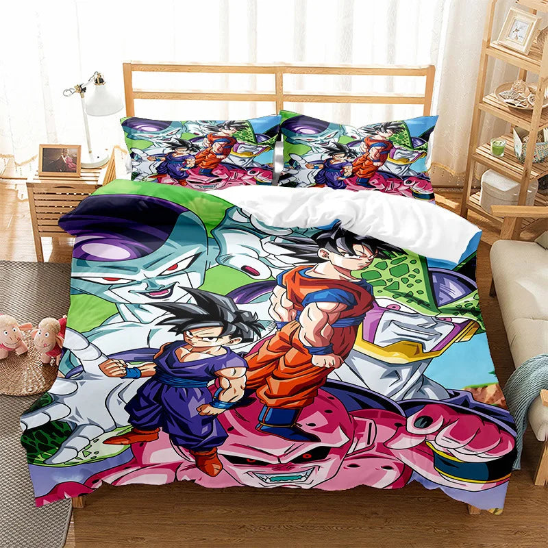 Anime Dragon Ball Duvet Comforter Quilt Cover Set Super Saiyan Bedding Set Anime Car Bed Bedroom Home Children Bedroom Gifts