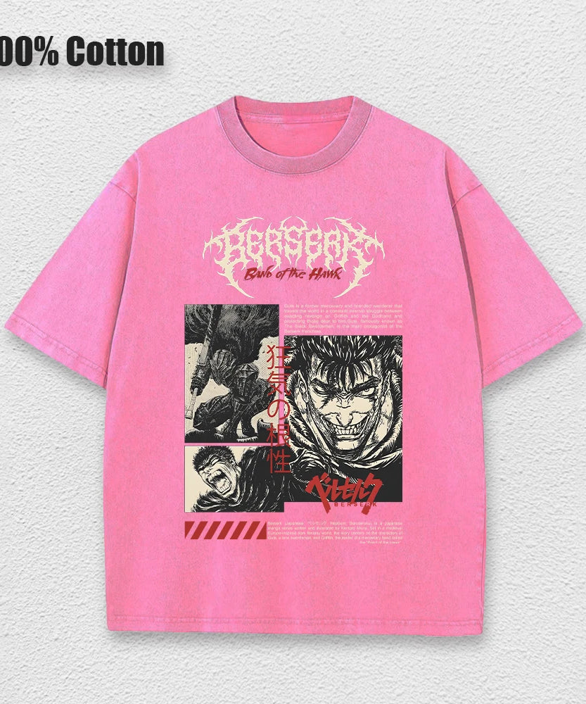 Berserk Anime Vintage Graphic T-Shirt – Harajuku Cotton Tee for Men & Women