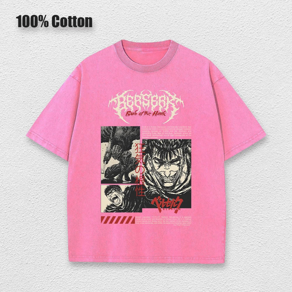 Berserk Anime Vintage Graphic T-Shirt – Harajuku Cotton Tee for Men & Women