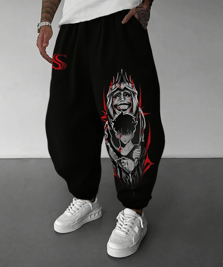 Solo Leveling Men's Pants Anime Graphic Print Casual Loose Fit Streetwear Jogger Sweatpants Hip Hop Trousers Spring Autumn Y2k