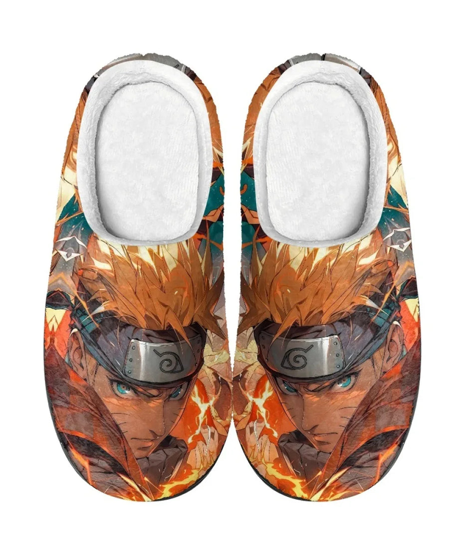 Anime Naruto Men Slippers Winter Warm Cotton Slippers Male Flats Soft Non-slip Slides Household Indoor Slippers Plus Size Gift