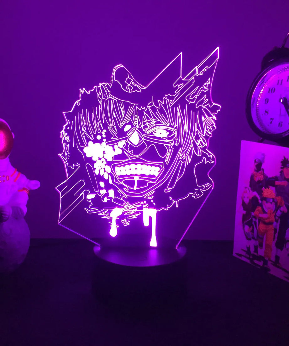 Anime Tokyo Ghoul Glowing Acrylic Stand Ken Kaneki Figure Nightlight for Reading Room Decor Light Gift for Birthday Table Lamp