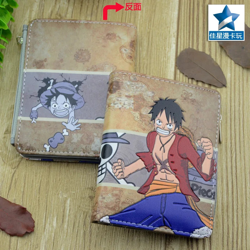 Anime One Piece Figure Wallet Luffy Purse Zoro Ace Bounty Order Skeleton Pattern Pu Kawaii Wallet Card Holder Purse