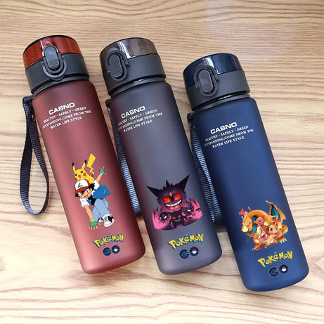 Pokemon Pikachu Charizard Mew Water Bottle 560ml Large Capacity Portable Blue Gray Red Green Plastic Drinking Cup