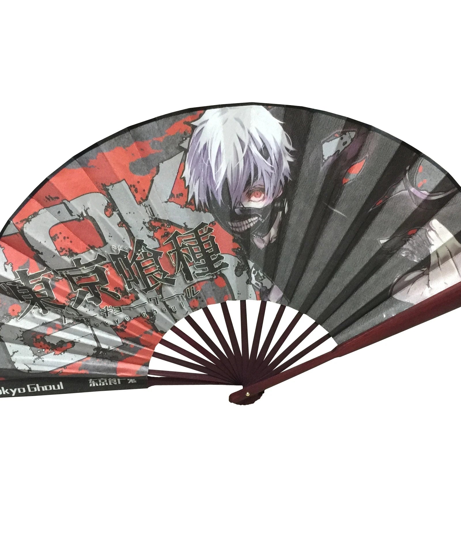 33cm/10"  Anime Tokyo Ghoul Bamboo&Tough Paper Kaneki Ken Folding Fan Men and Women's Hand Fan for Costume Props
