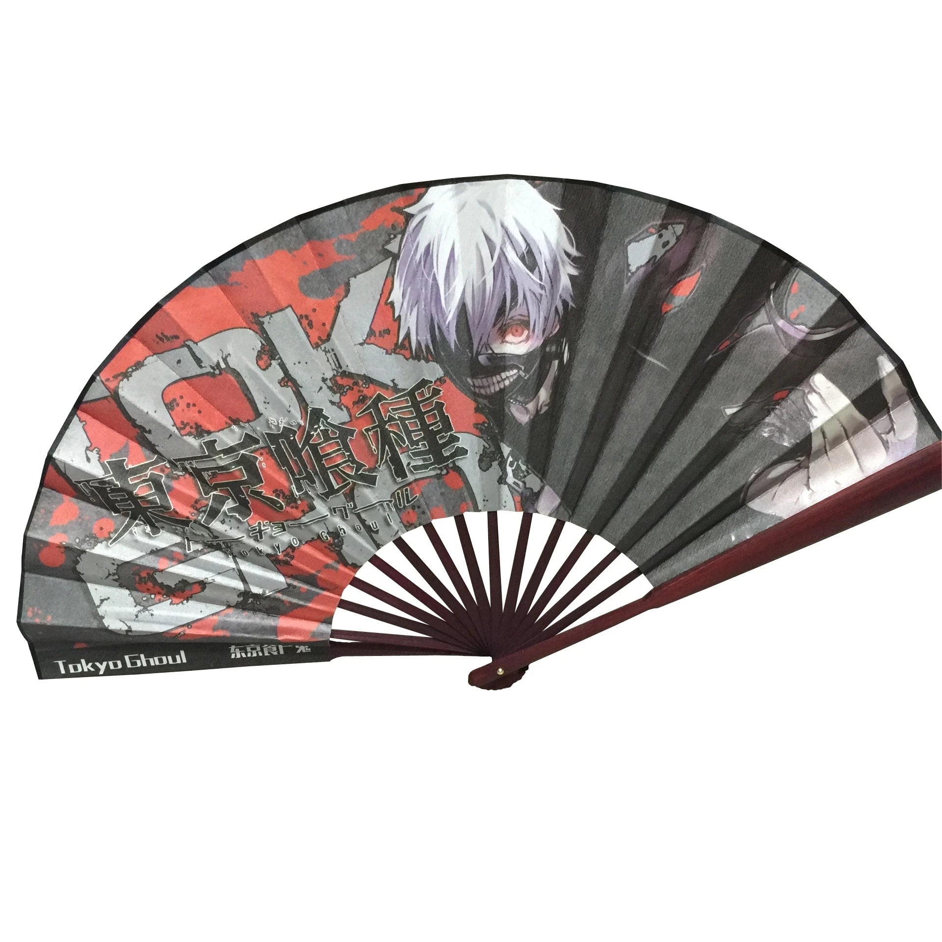 33cm/10"  Anime Tokyo Ghoul Bamboo&Tough Paper Kaneki Ken Folding Fan Men and Women's Hand Fan for Costume Props