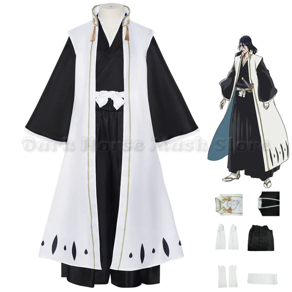 Bleach Kuchiki Byakuya Cosplay Costume – Gotei 13 Captain White Cloak Uniform