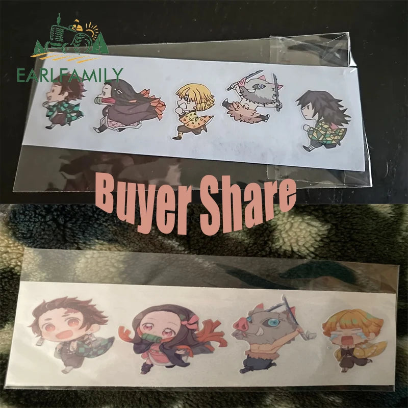 EARLFAMILY 13cm X 3.8cm Anime Running Chibi Car Stickers Trunk Windows Cartoon Decal Personality Kamado Nezuko Car Accessories