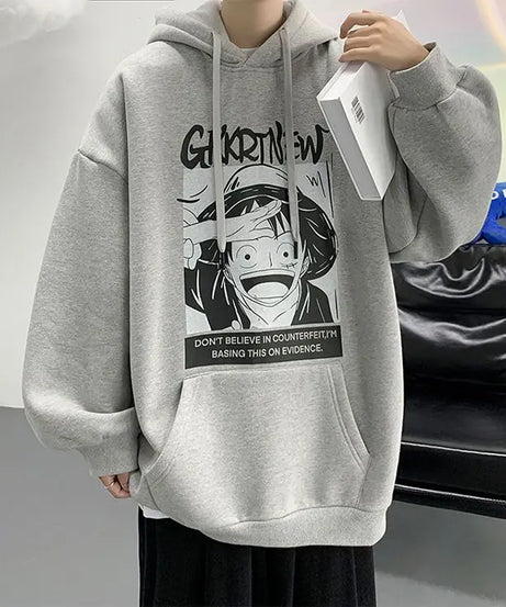 Anime One Piece Monkey D. Luffy Hoodie Men Cartoon Hooded Spring and Autumn Coat Couple Loose Hoodie Top