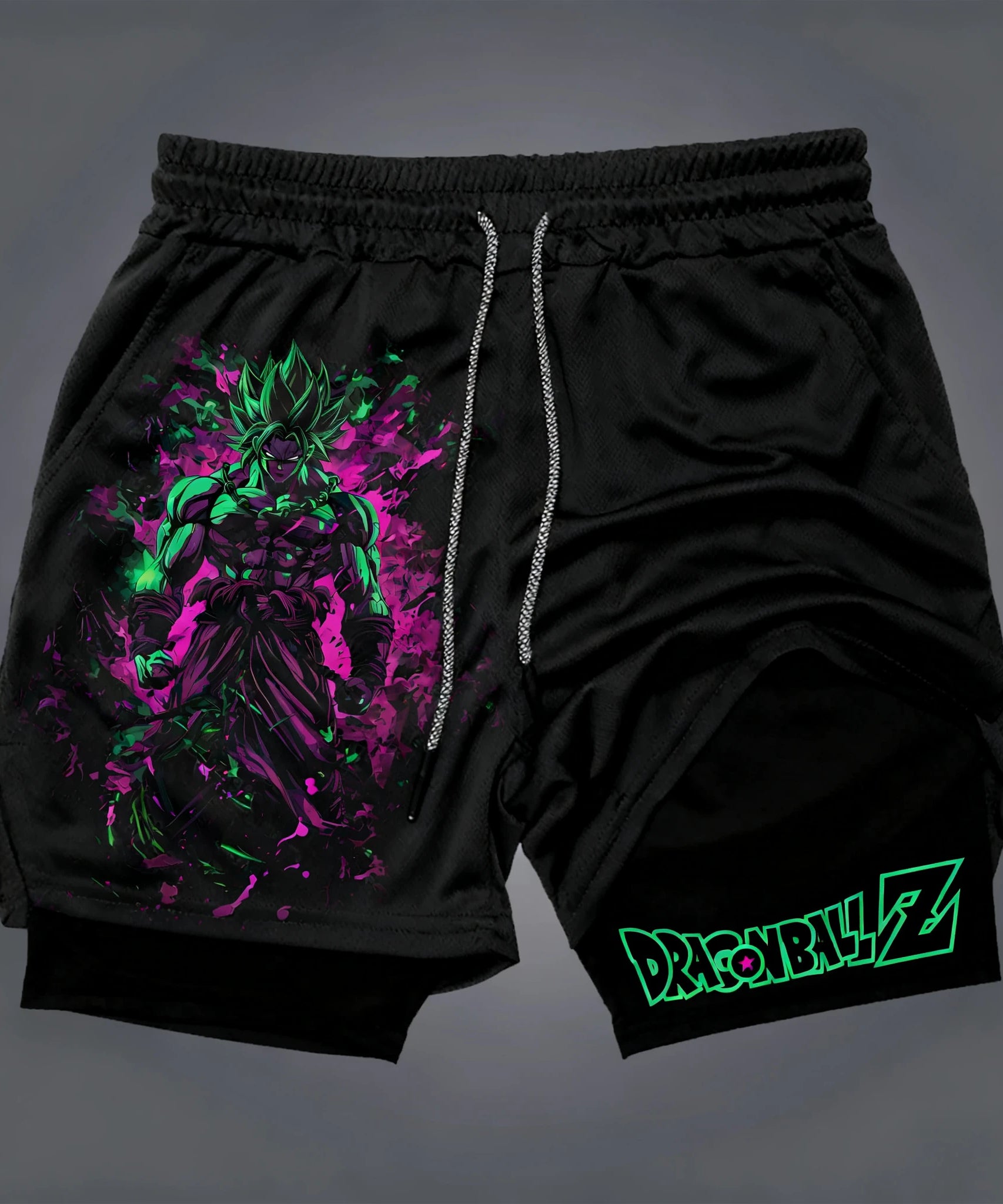 Dragon Ball Anime Joint Sports Double Layer Shorts Men's Summer New Fitness Swimming Sweat Absorbing Quick Drying 2-in-1 Shorts