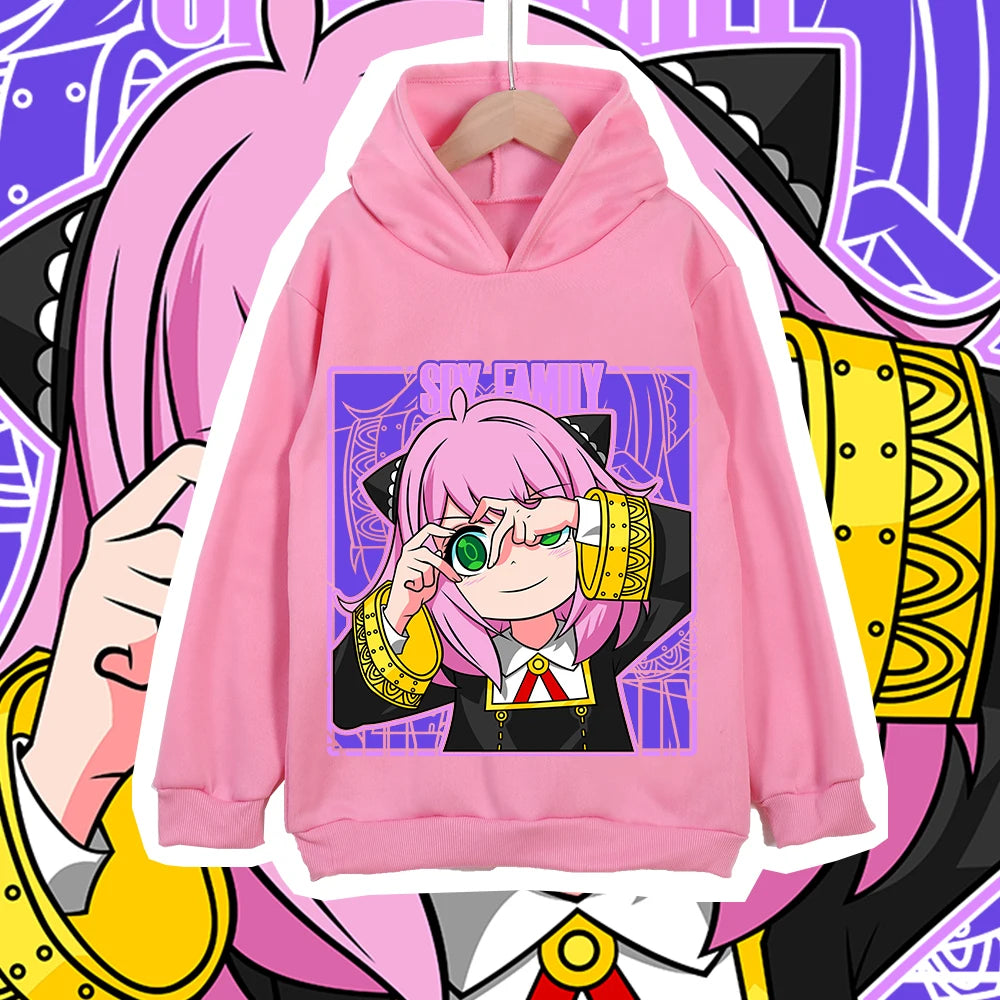 Kids Anya Forger Anime Fleece-Lined Hoodie – Spy x Family Pullover Sweatshirt 6
