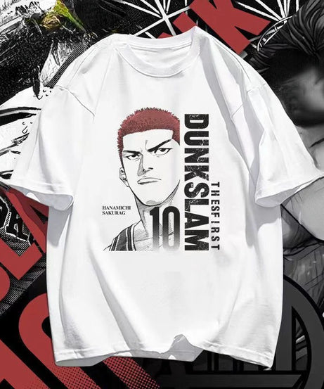 Slam Dunk anime peripheral kawaii white t-shirt versatile Shohoku team uniform Sakuragi Hanamichi Akagi Haruko summer top gift