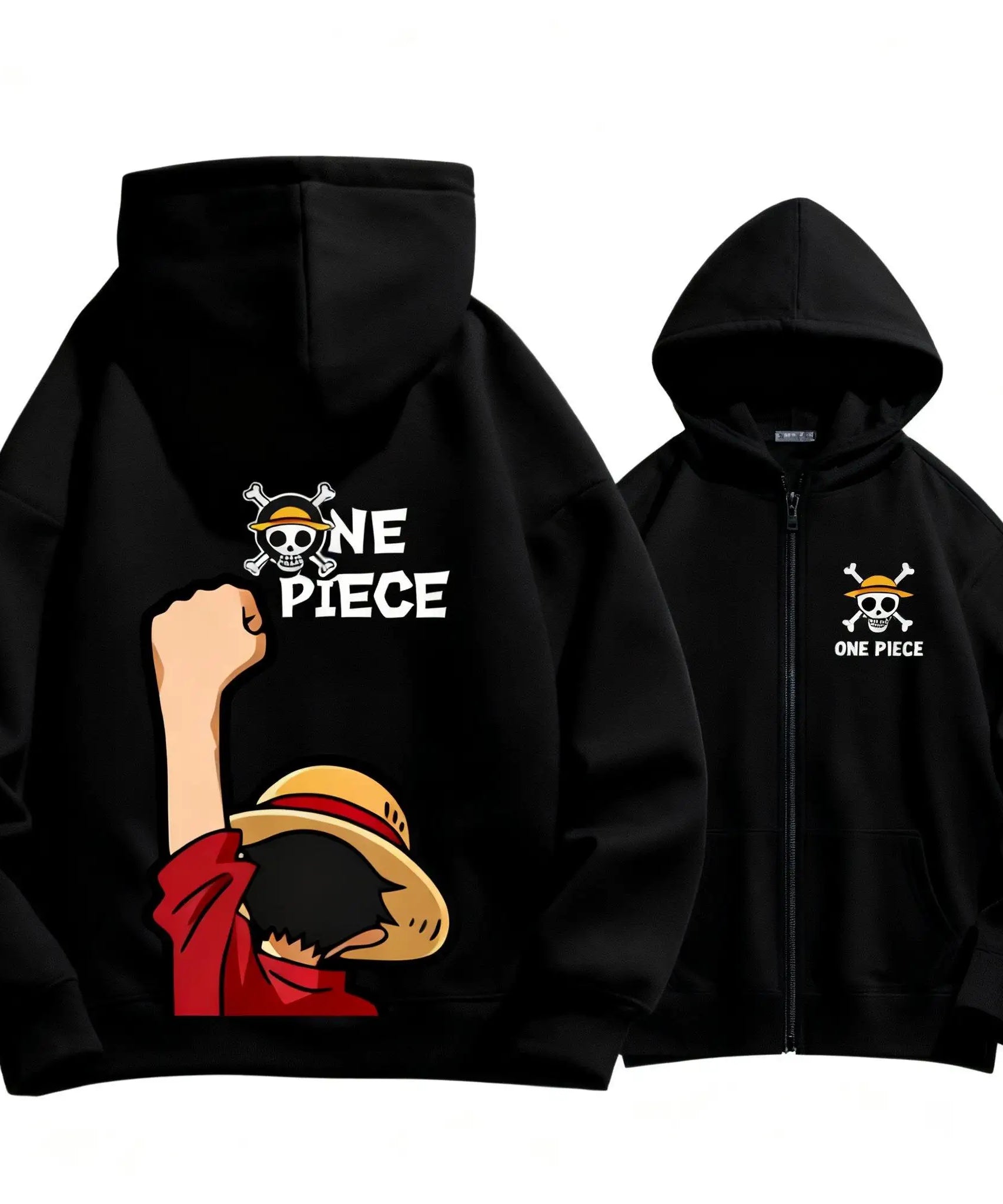 New Unisex Autumn One Piece Anime Hoodie Men Women Zip Up Jacket Luffy Graphic Print Pullover Sweatshirt Streetwear Casual Tops