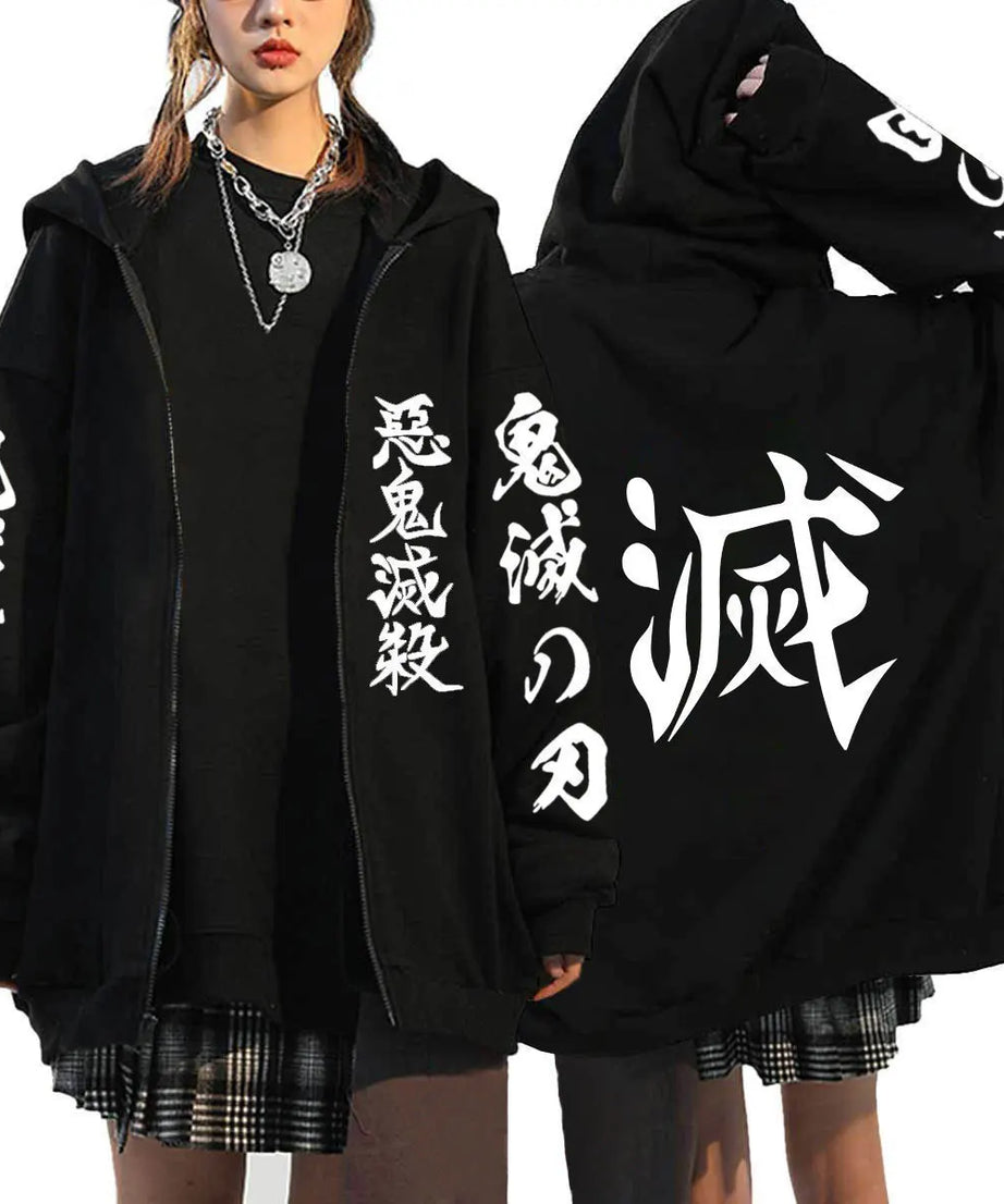 Demon Slayer Zipper Sweatshirts Zip Up Hoodie Anime Hoodies Unisex Hip Hop Streetwear Nezuko Kamado Graphic Y2K Clothes gifts