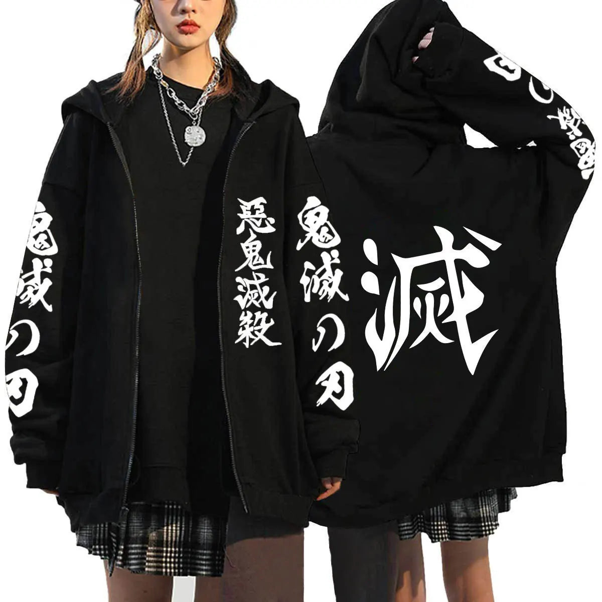 Demon Slayer Zipper Sweatshirts Zip Up Hoodie Anime Hoodies Unisex Hip Hop Streetwear Nezuko Kamado Graphic Y2K Clothes gifts
