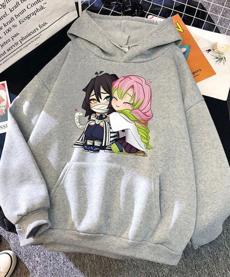 Hot Sale Autumn And Winter Fashion Long-Sleeved Outdoor Casual Loose Sweater Anime Kanroji Mitsuri Iguro Obanai Printing Hoodies