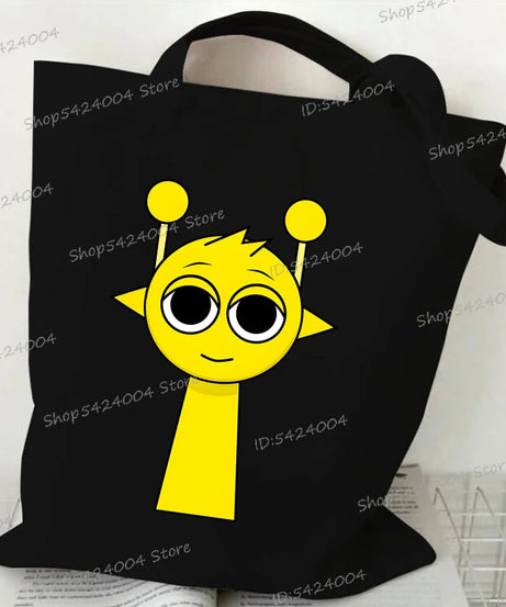 Anime Sprunki Incredibox Game Handbags Women Men Large Capacity No Zipper Canvas Tote Bag Sprunki Figure Shoulder Bag