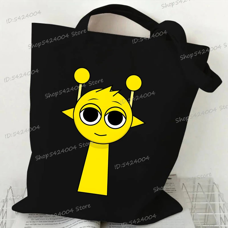 Anime Sprunki Incredibox Game Handbags Women Men Large Capacity No Zipper Canvas Tote Bag Sprunki Figure Shoulder Bag