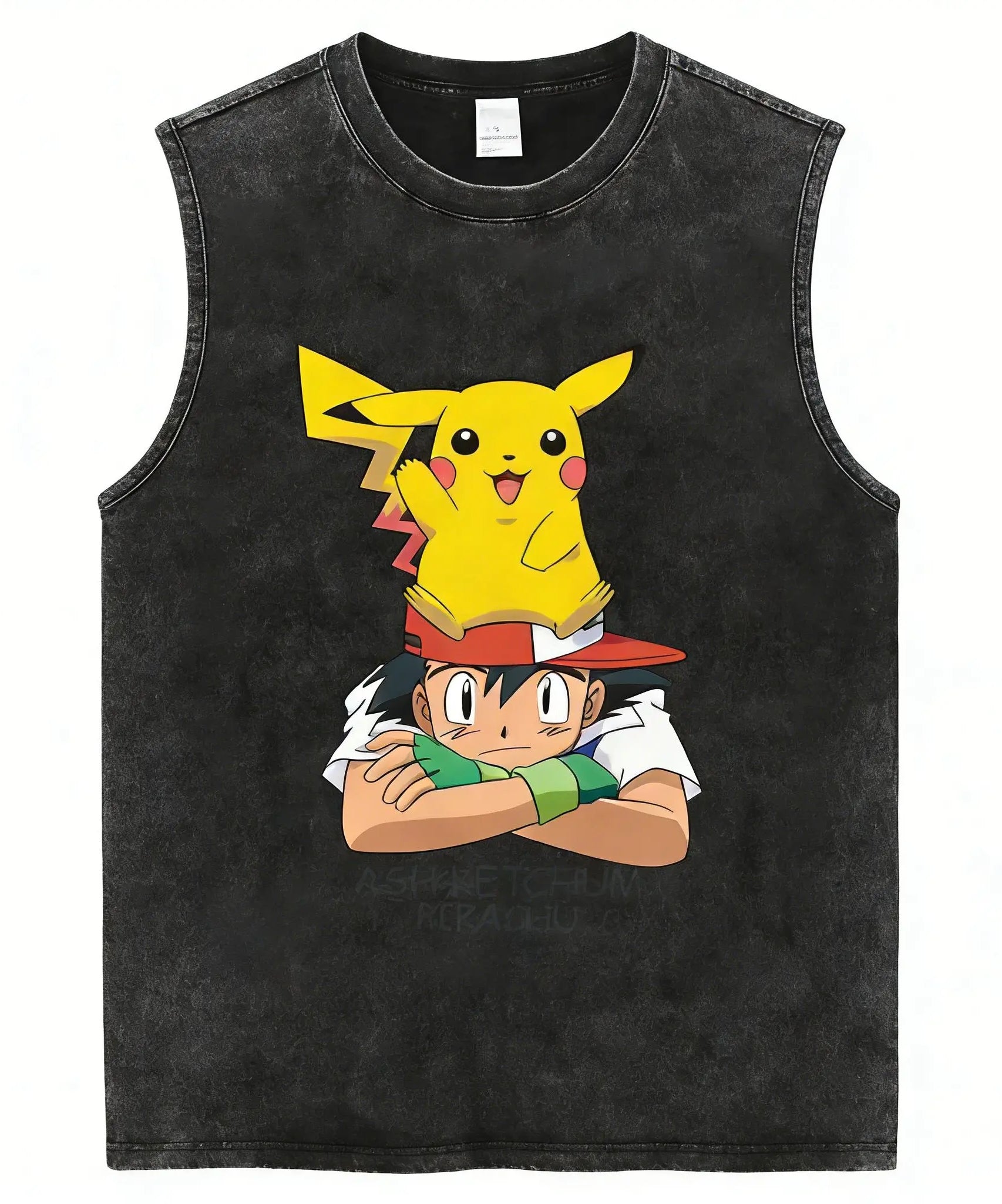 Vintage Washed Gym Vest Man T Shirt Pokemon Print Y2k Summer Sleeveless Shirt Print Streetwear Loose Casual Men's Tank Top