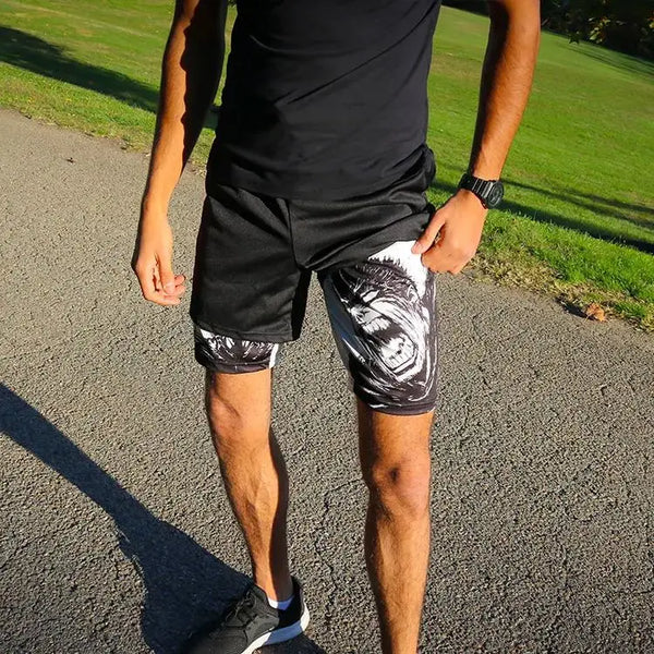 Berserk Guts Anime 2-in-1 Compression Gym Shorts – Quick-Dry Fitness Activewear