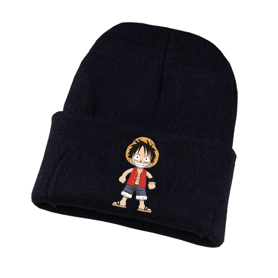 New Anime Cute One Piece Embroidered Beanies Hat Men Women Winter Autunm Warm Knitted Bonnet Cap Wool Skullies Boys Beanies Caps