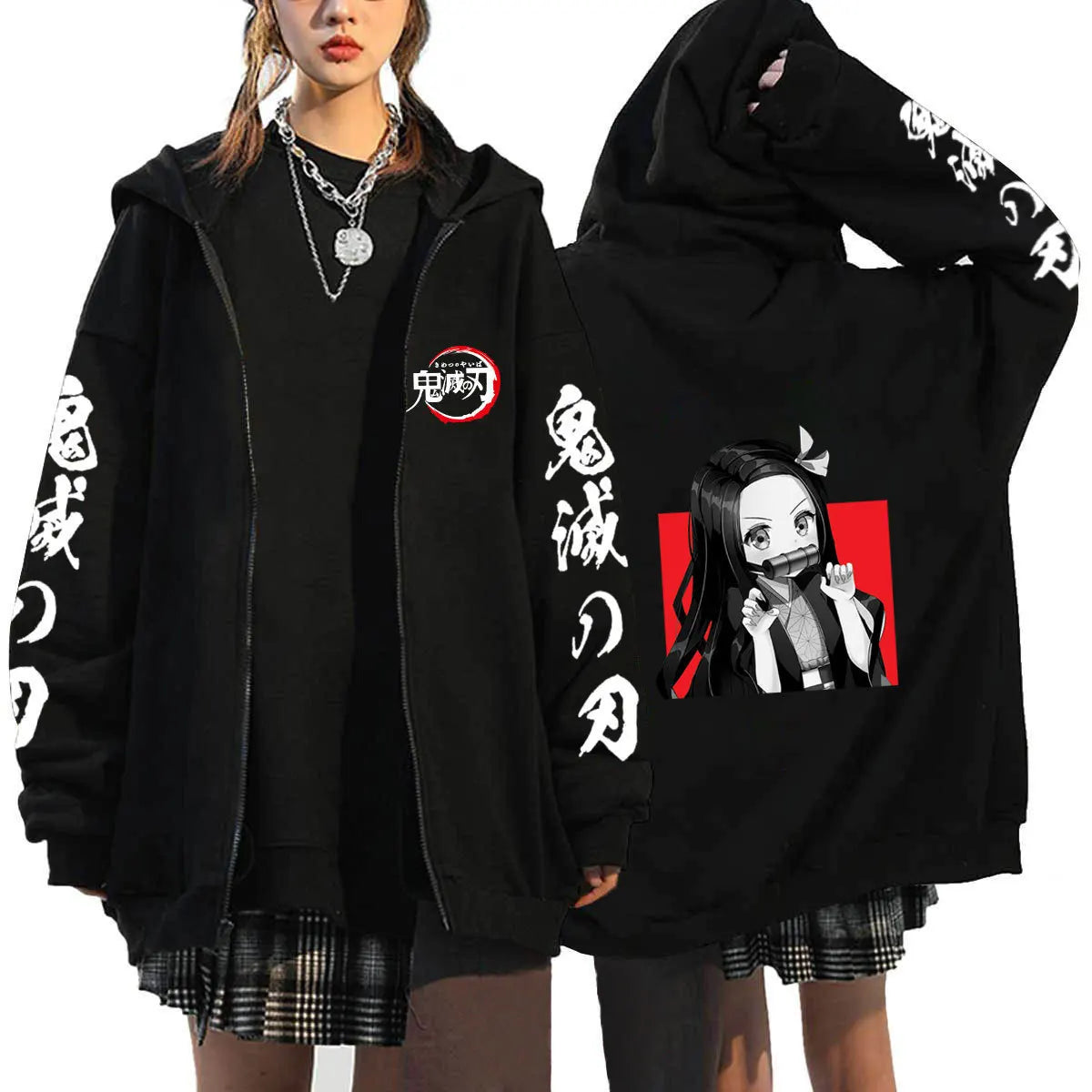 Demon Slayer Zipper Sweatshirts Zip Up Hoodie Anime Hoodies Unisex Hip Hop Streetwear Nezuko Kamado Graphic Y2K Clothes gifts