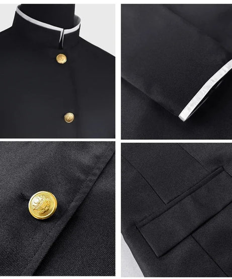 Ken Takakura Cosplay Costume Wig Anime Dandadan Okarun School Uniform Black Jacket Pants Gakuran Glasses Halloween Party Men