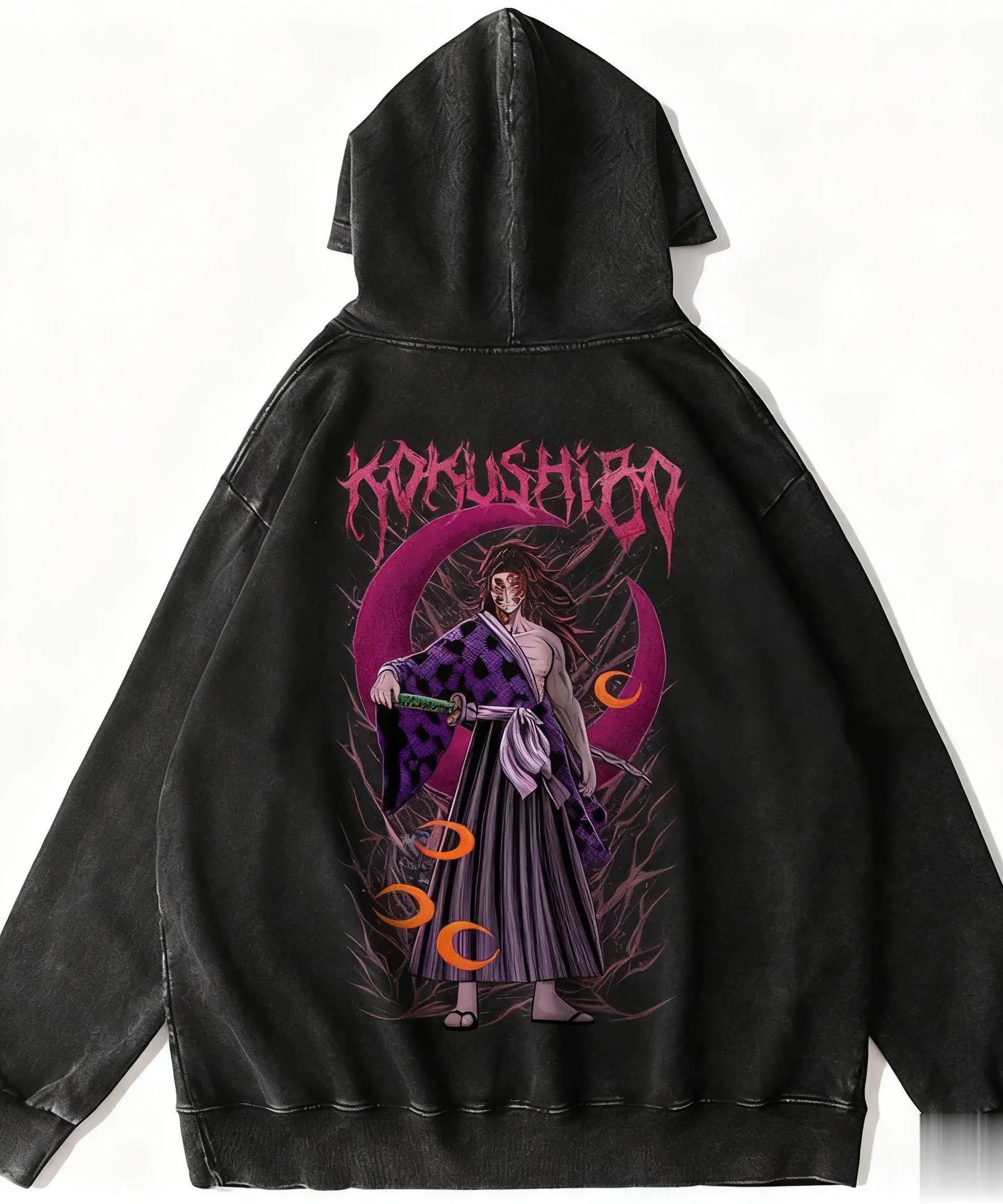 Harajuku Anime Hoodie Demon Slayer Vintage Washed Men Women Pullover Streetwear Casual Hooded Sweatshirt Y2k Top Cosplay Winter