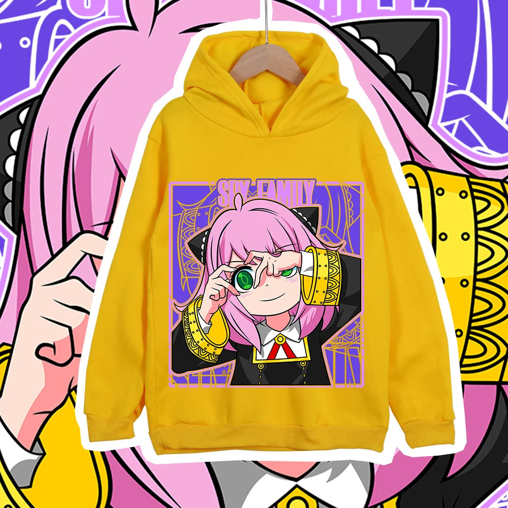 Kids Anya Forger Anime Fleece-Lined Hoodie – Spy x Family Pullover Sweatshirt 8