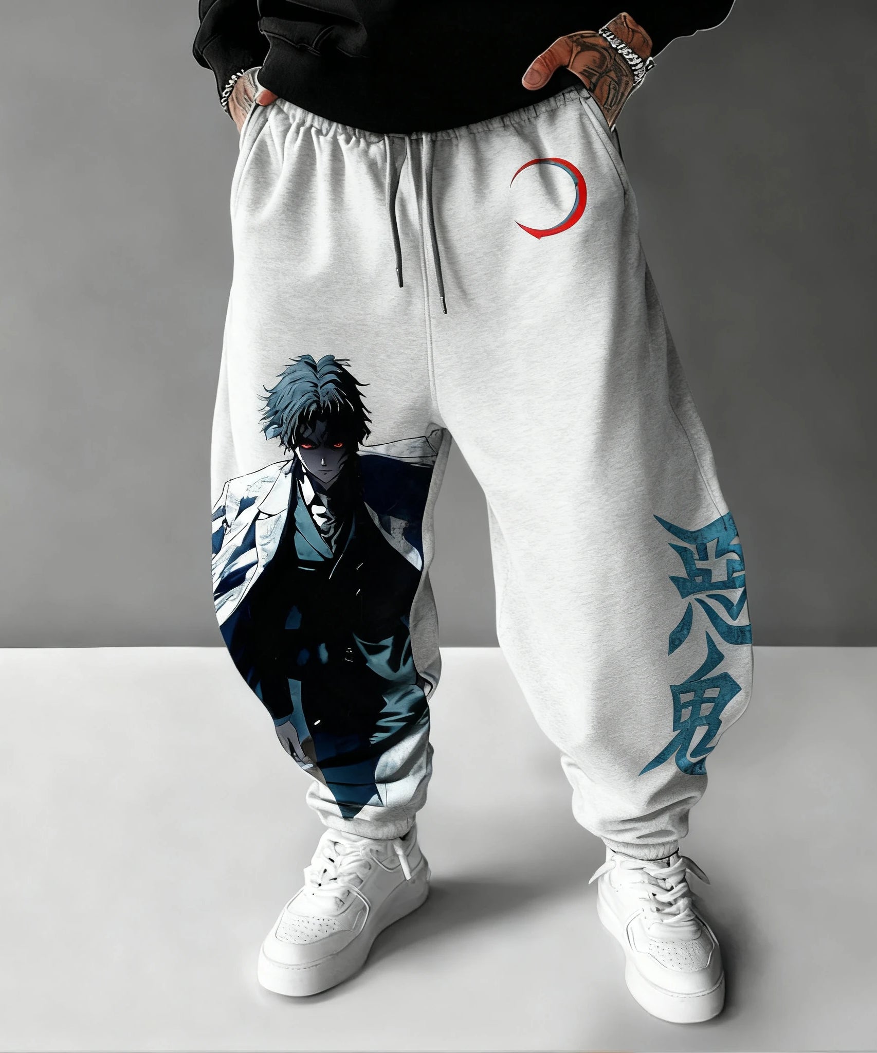 Demon Slayer Versatile Sweetpants Men's Autumn/Winter New Kibutsuji Muzan Anime Printed American Hip Hop Casual Loose Pants