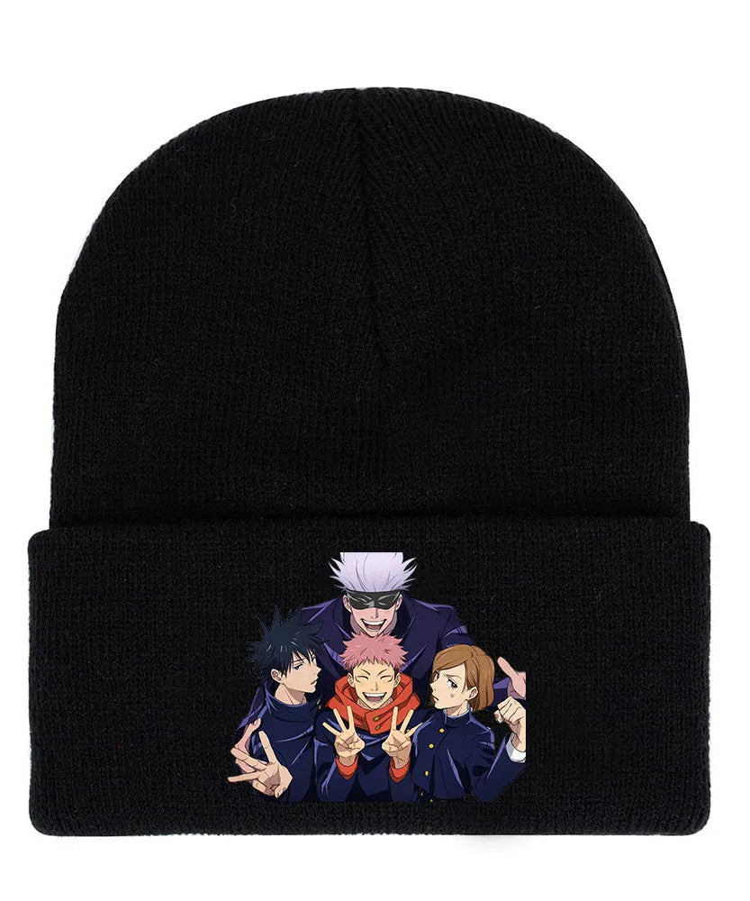 Anime Gojo Satoru Manga Kawaii Hat Autumn Winter Beanies Baggy Jujutsu Kaisen Anime Cat Men Women Knitted Hat