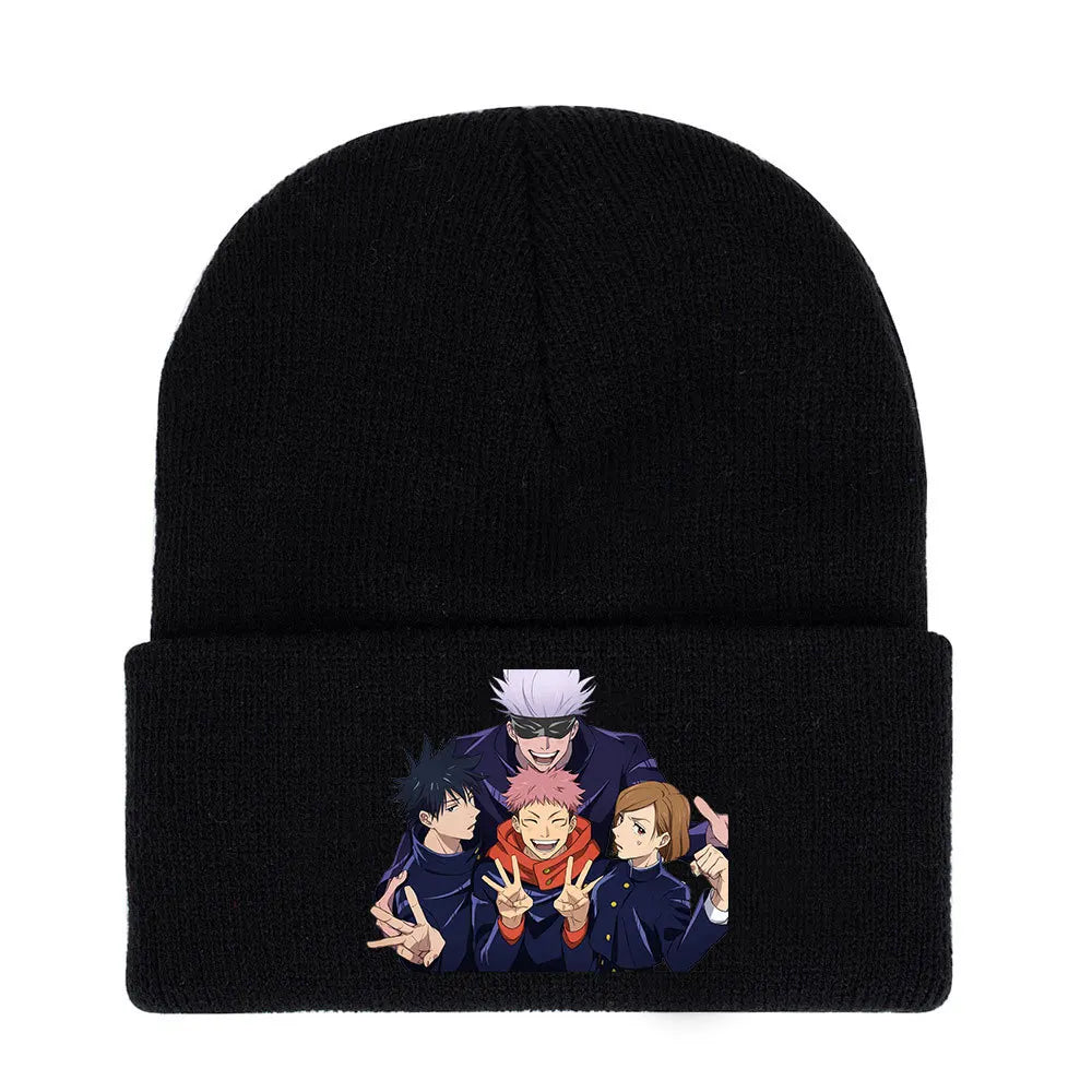 Anime Gojo Satoru Manga Kawaii Hat Autumn Winter Beanies Baggy Jujutsu Kaisen Anime Cat Men Women Knitted Hat