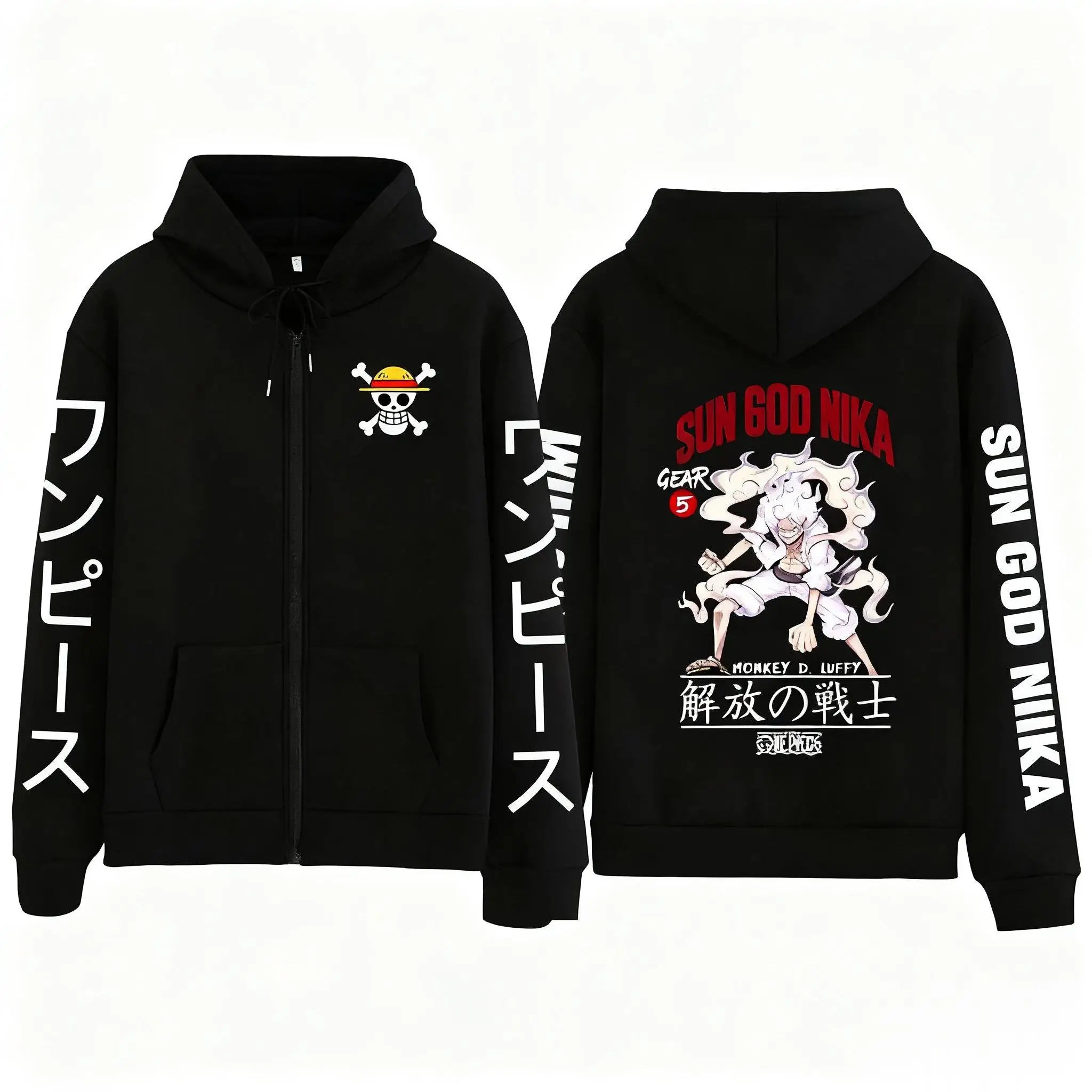 Anime Hooded Jacket One Piece Luffy Men Women Zip Up Sweatshirt Autumn Winter Fashion Graphic Print Streetwear Casual y2k Tops