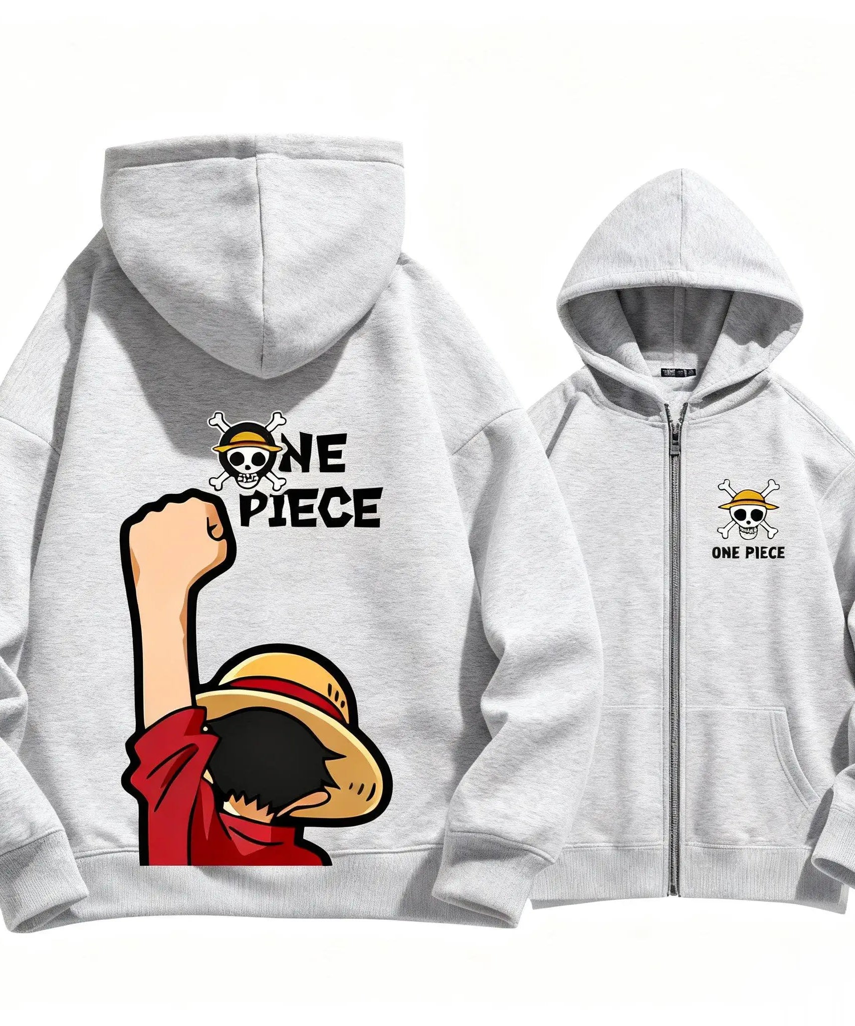 New Unisex Autumn One Piece Anime Hoodie Men Women Zip Up Jacket Luffy Graphic Print Pullover Sweatshirt Streetwear Casual Tops