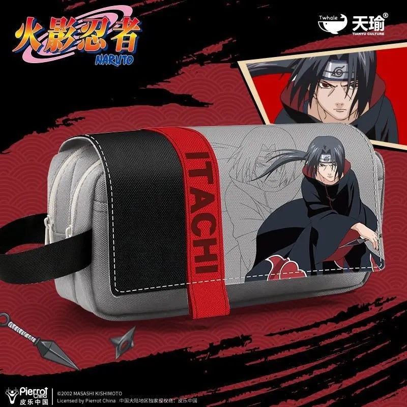 Naruto Sasuke Pencil Case Anime Personality Fashion Three-Layer Large Capacity Multifunctional Pencil Box for Boys