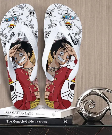 One Piece anime peripheral flip-flops Luffy Zoro creative  outdoor daily anti-slip clip-on summer couple slippers gift