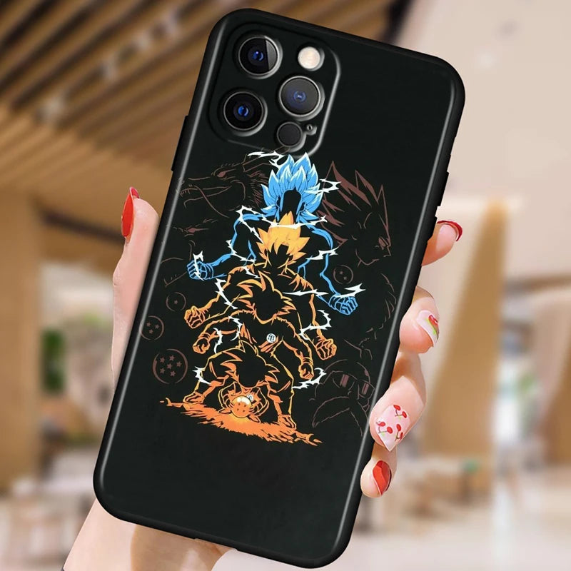 Dragon Ball Z Black Soft Case for iPhone 15/14/13/12/11/XS/X/8/7/SE