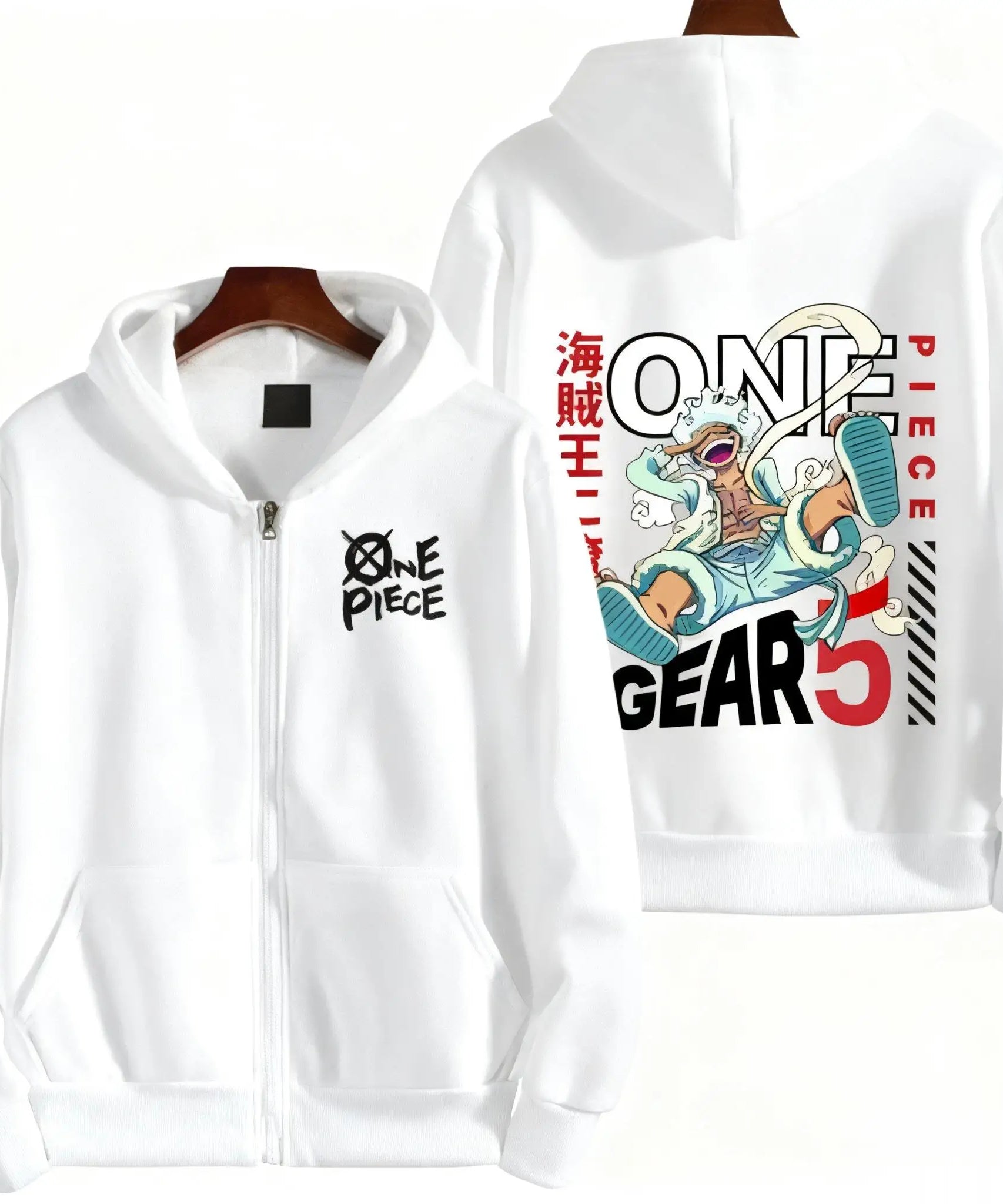 New One Piece Gear 5 Zipper Hoodie Women Men Anime Print Jacket Sweatshirt Streetwear Oversized Casual Cosplay Autumn Tops