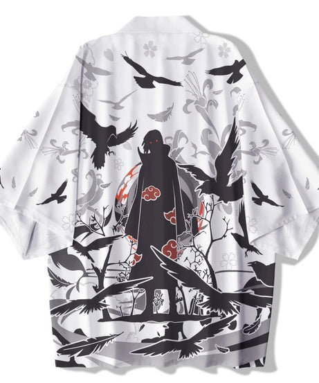 Uchiha Itachi shirt  Kimono Cardigan Print Crow Loose Blouse Shirt Haori Obi Asian Clothes Harajuku Streetwear