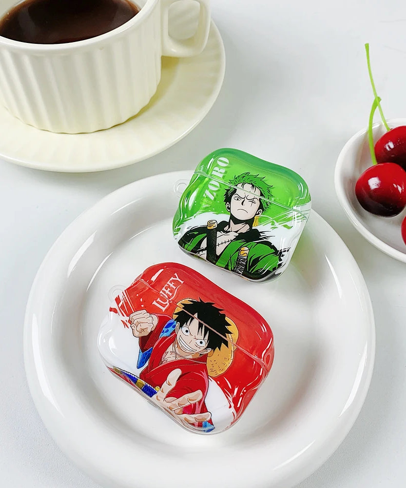 Cute One Piece Luffy Zoro Model Earphone Phone Case for Apple AirPods 1 2 3 Pro 4 Pro2 2nd Bluetooth headset headphone Cover