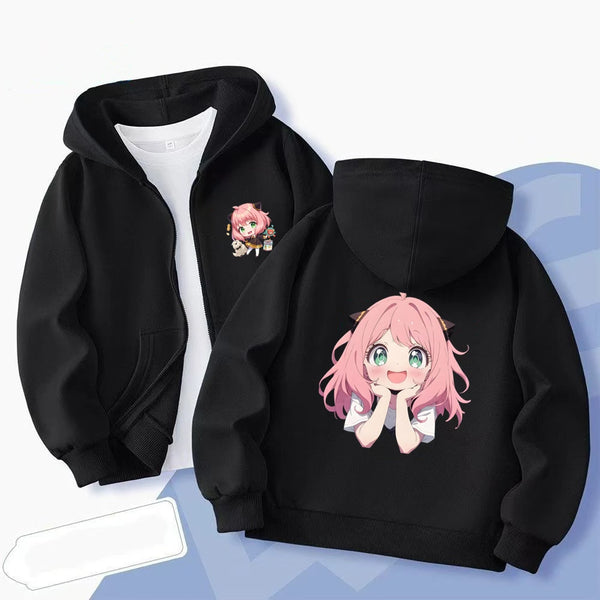 Spy x Family Anya Forger Kids Graphic Zip-Up Hoodie Autumn Jacket
