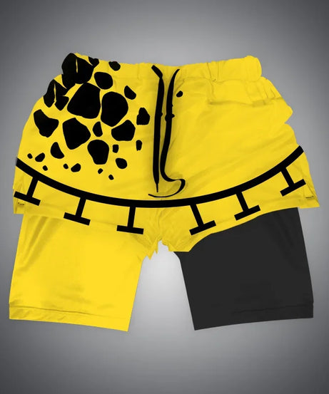 One Piece x Naruto x Dragon Ball 2-in-1 Men’s Gym Shorts – Quick-Dry & Breathable Sportswear