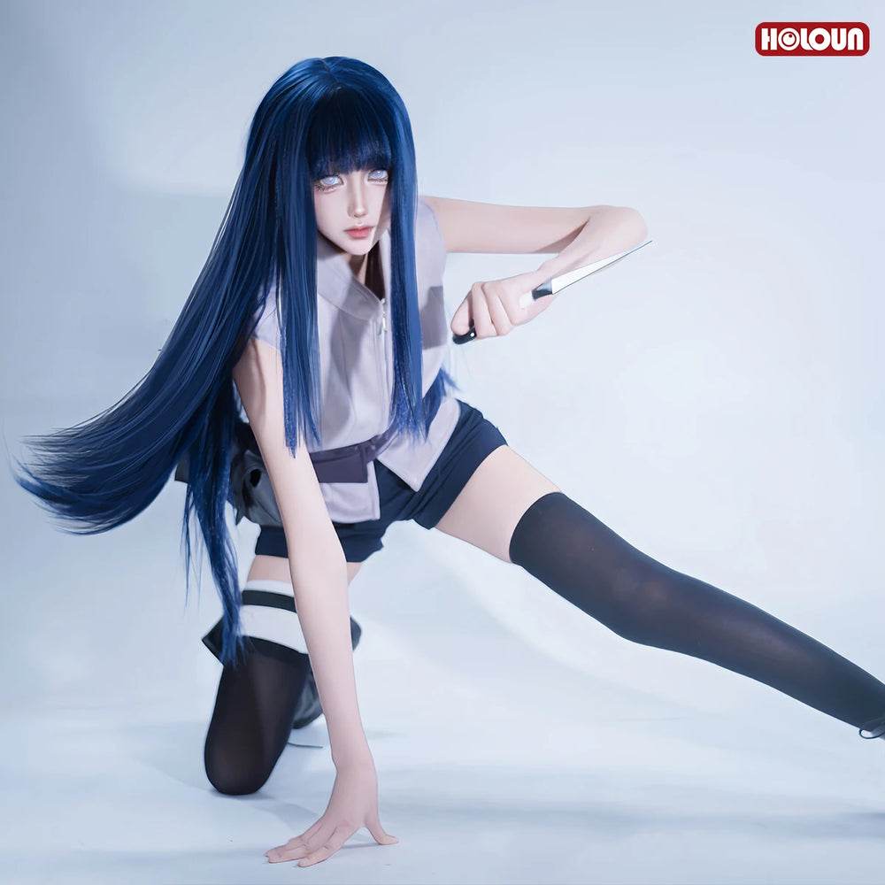 Anime Hinata Hyuga Cosplay Costume – Top, Shorts, Waist Bag & Wig Set 2