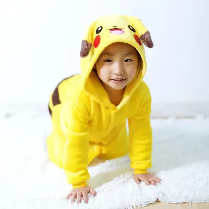 Pokémon Pikachu Warm Flannel Onesie – Cozy Hooded Sleepwear for Kids & Adults 4