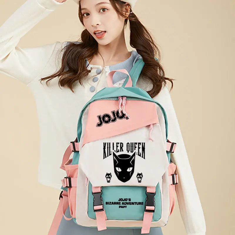Kujō Jōtarō Anime JoJo's Bizarre Adventure Backpack Student School Bag Canvas Teens Outdoor Travel Backpack Fashion Gift