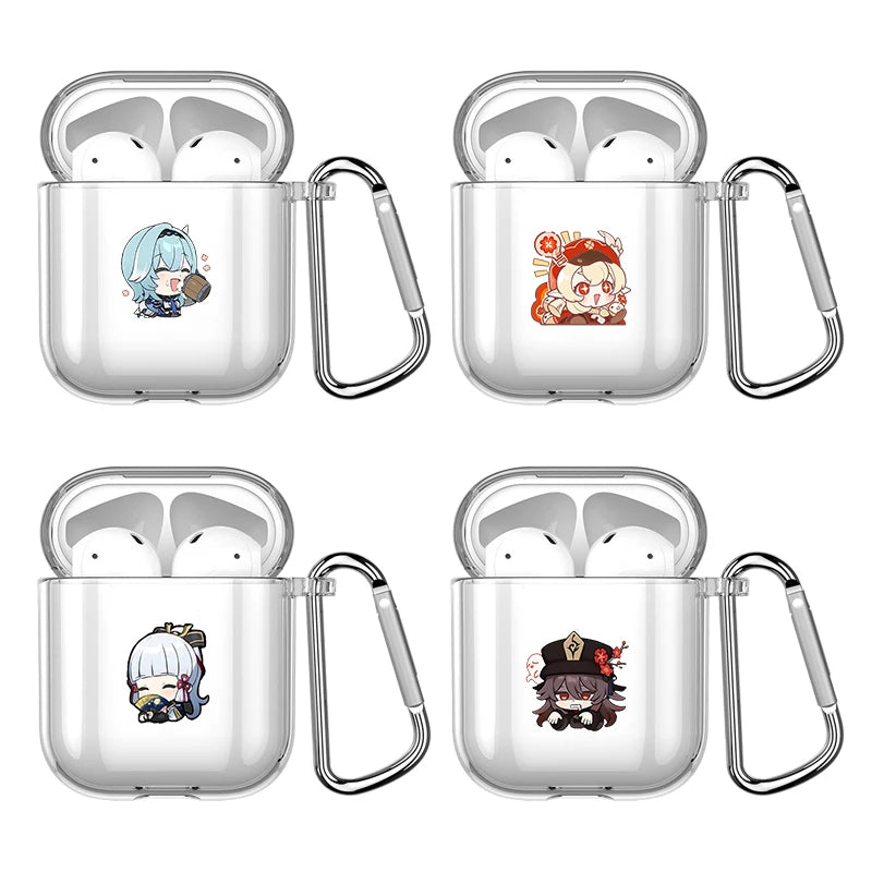 Genshin Impact Anime With Hook Case For AirPods 2 3 1 Cases For Apple AirPods Pro 2 Coque Transparent TPU Earphone Cover